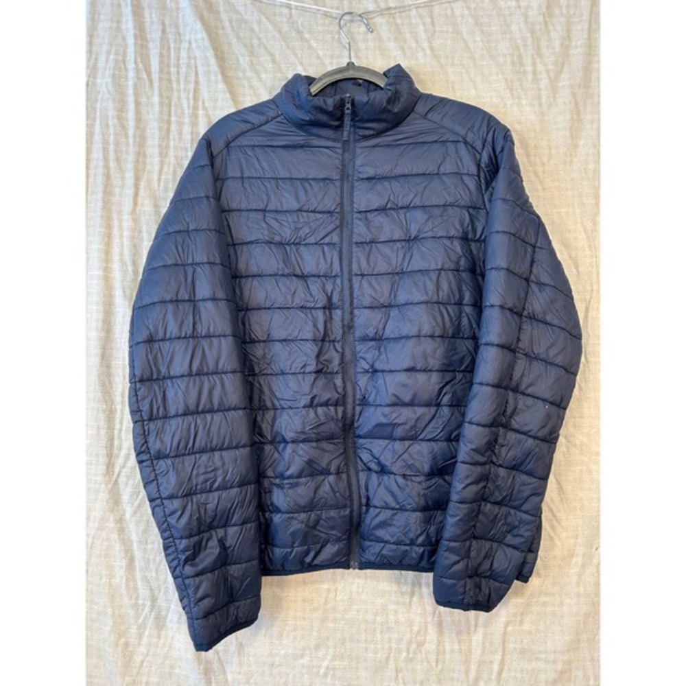 True Classic Mens Navy Lightweight Quilted Puffer Jacket Large Full Zip #2008‎